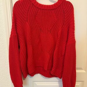 Madewell Red Cable Knit Sweater
